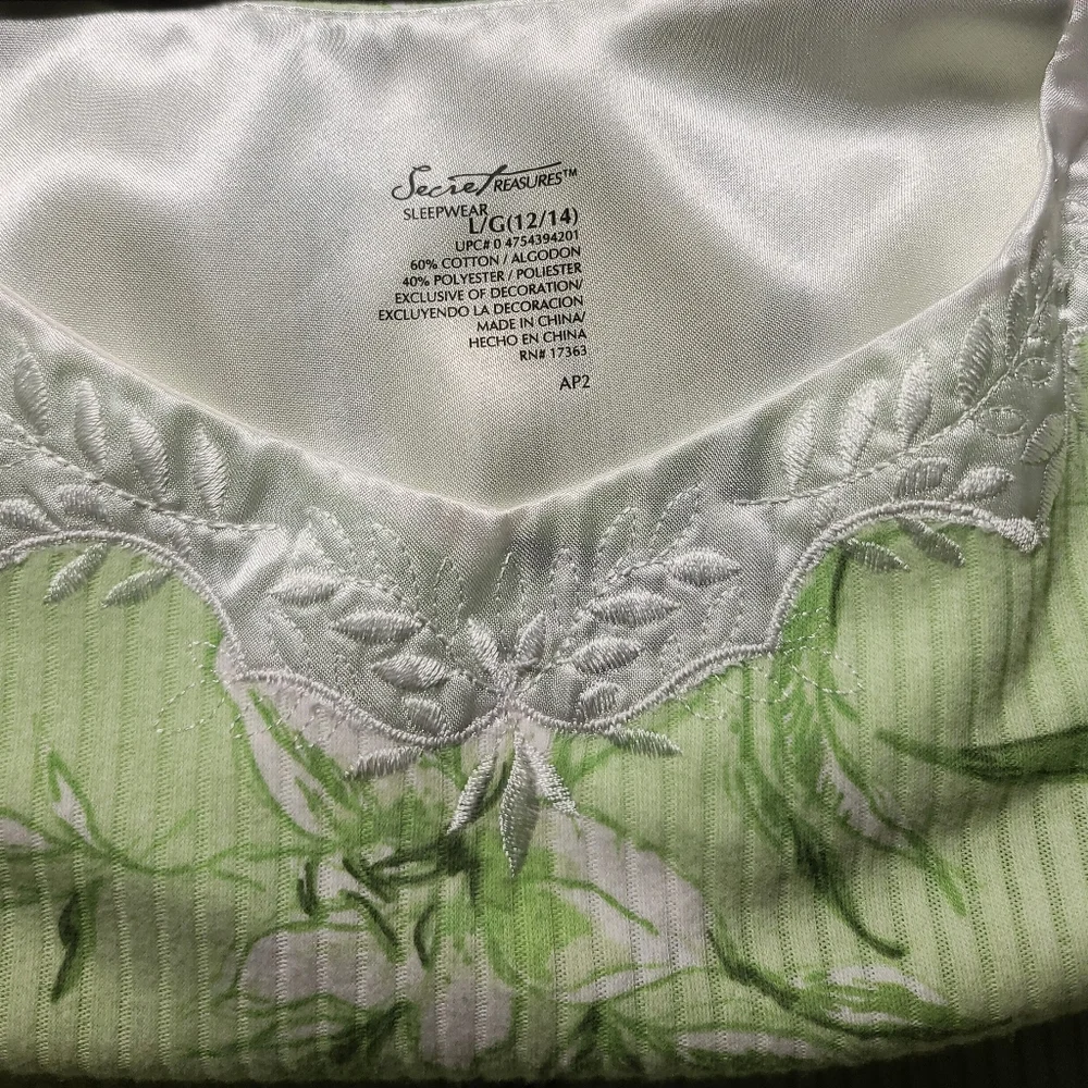 Secret Treasures Green Floral Sleeveless Nightgown Size L - Picture 7 of 9